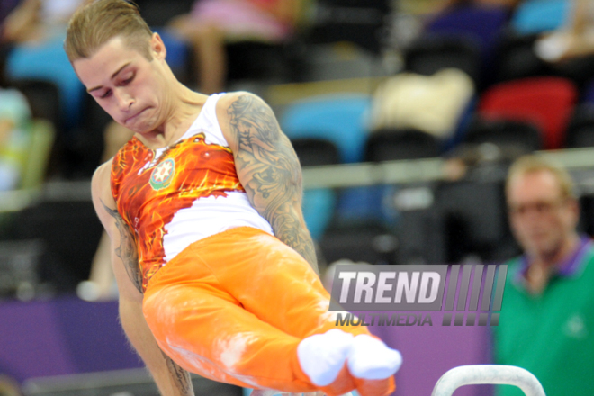 Azərbaycan gimnastı Oleq Stepko Avropa Oyunlarında gümüş medal qazandı. Bakı, Azərbaycan, 18 iyun 2015